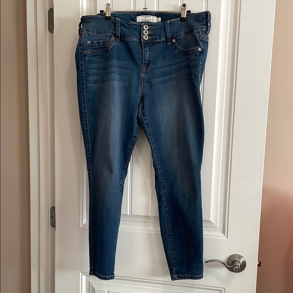 Torrid Blue Skinny Jeans with Stretch and Tapered Fit